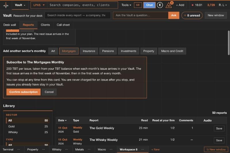 Adding another sector's monthly report in the Vault